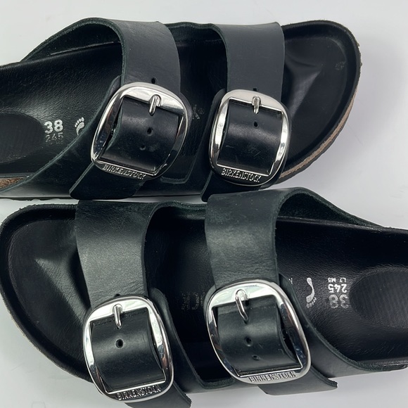 Birkenstock Arizona Oiled Leather  EU38 245 L7 M5 Narrow Black Germany Sandals - Picture 9 of 10